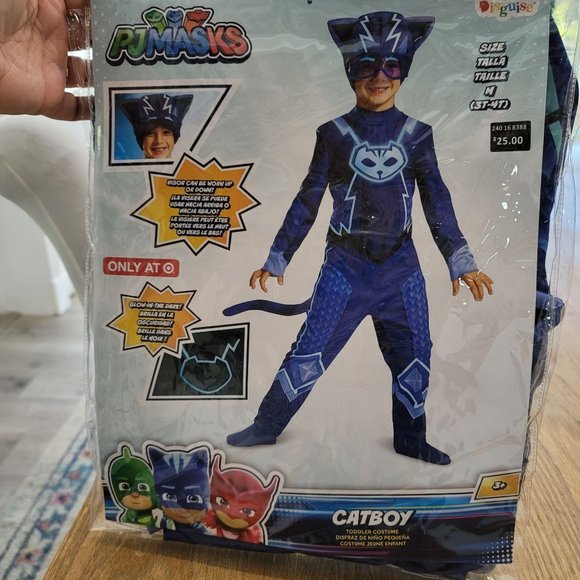 PJ mask catboy NWT halloween dress up glow in the dark costume size 3t-4t - Picture 2 of 4